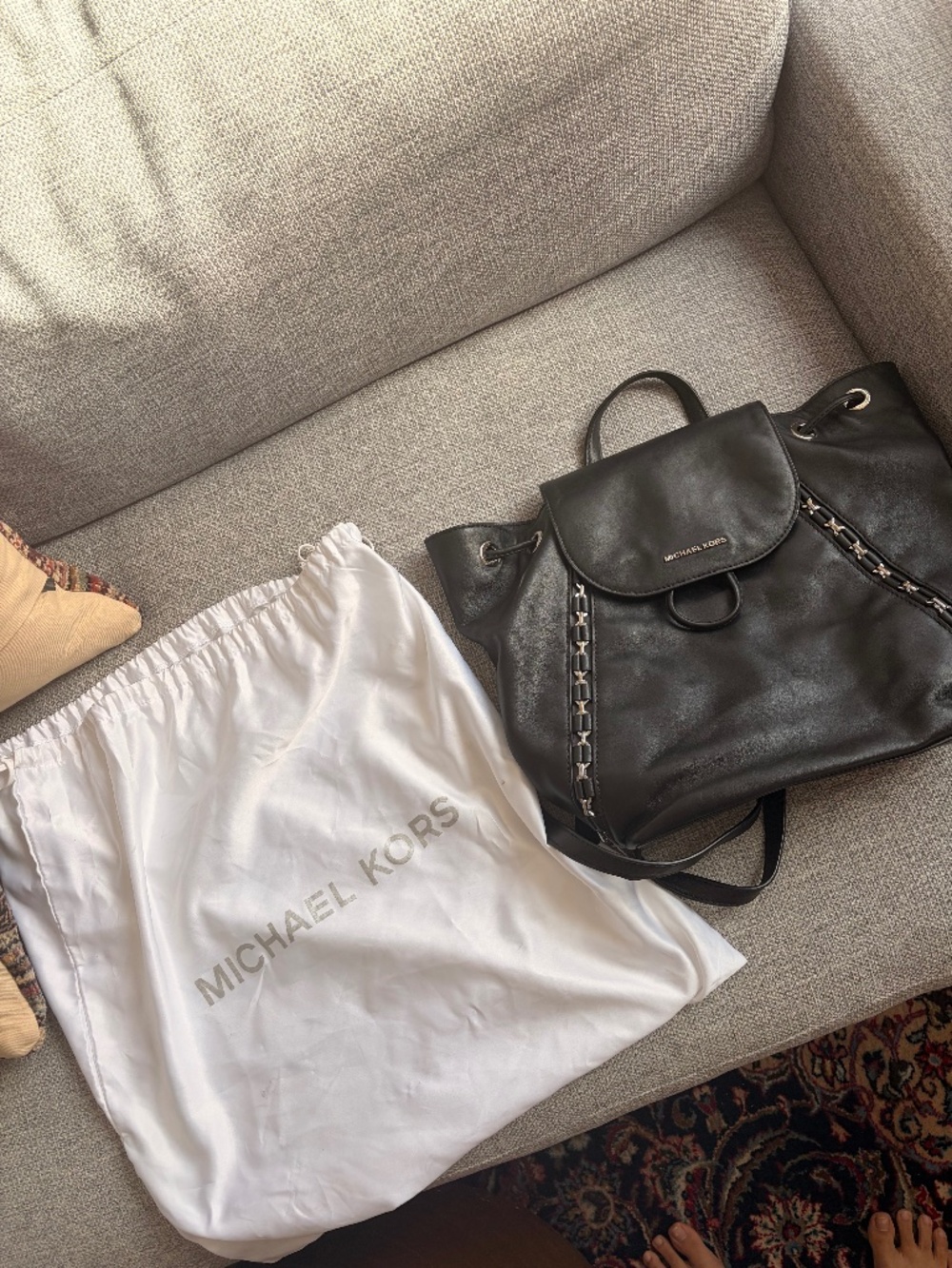 Michael Kors Black Leather Backpack